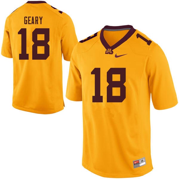Men #18 Clay Geary Minnesota Golden Gophers College Football Jerseys Sale-Gold - Click Image to Close